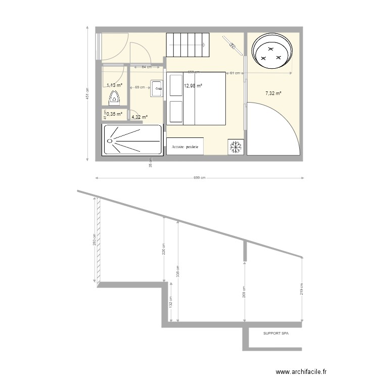 studio 2p V3B. Plan de 0 pièce et 0 m2