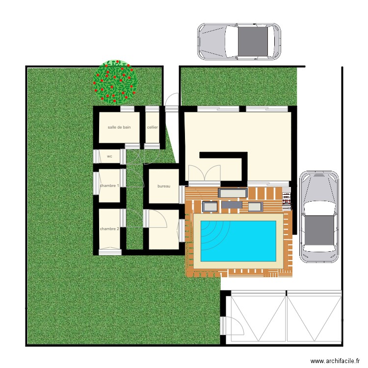 maison avec piscine. Plan de 0 pièce et 0 m2