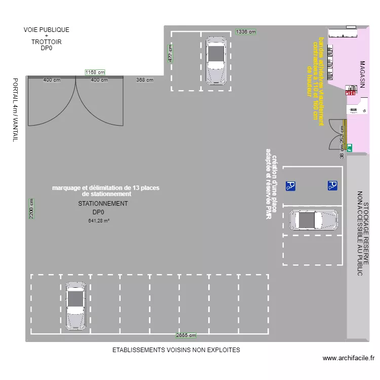 STATIONNEMENT HD PECHE  APRES TRAVAUX. Plan de 