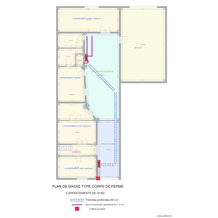 plan de masse brut base montesquieu enedis tranchées. Plan de 0 pièce et 0 m2