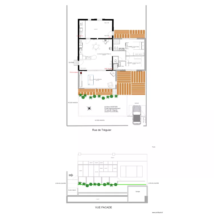 PLOUGUIEL  plan MASSE et FACADE. Plan de 