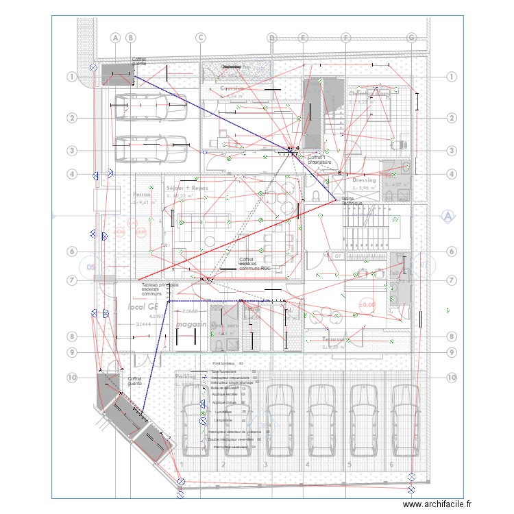 Eclairage RDC bâtiment habitation R3 BONADIWOTO new. Plan de 0 pièce et 0 m2