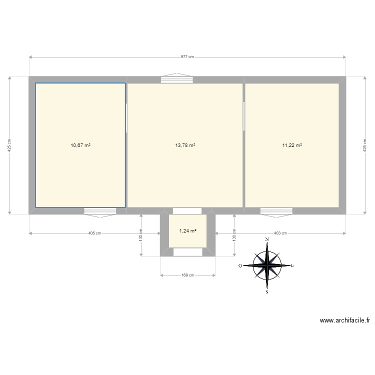 plan actuel maison. Plan de 4 pièces et 37 m2