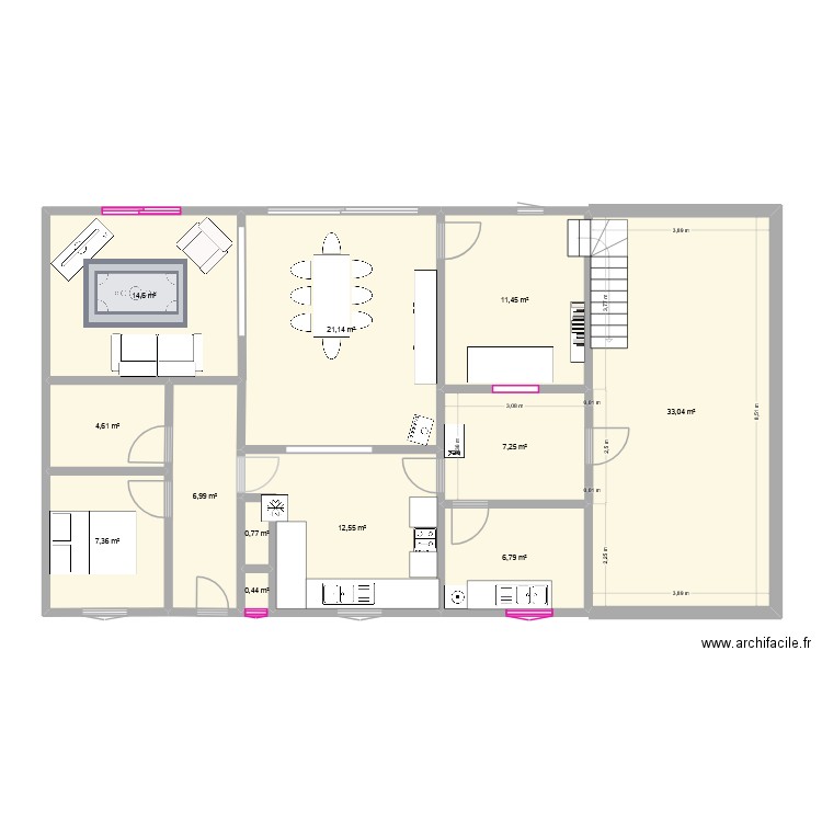 RDC 2. Plan de 12 pièces et 127 m2