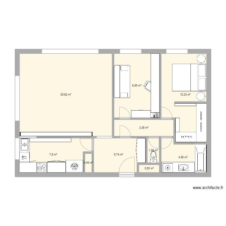 Plan Justine et Miléna. Plan de 10 pièces et 71 m2