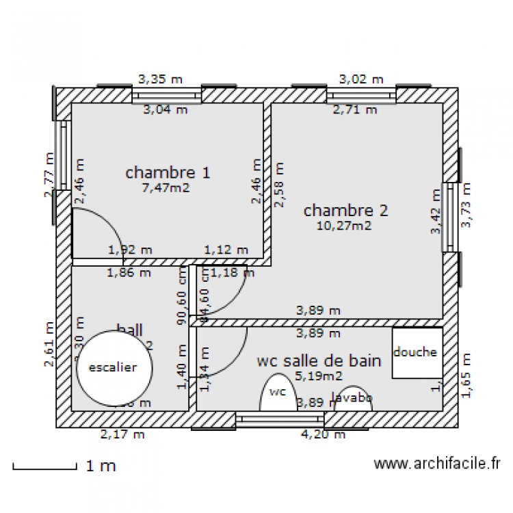 plan maison 60m2 etage