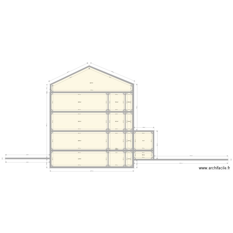 Profil. Plan de 14 pièces et 278 m2