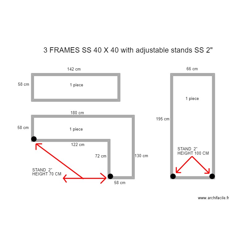Permsub frames SS for counter and desk. Plan de 0 pièce et 0 m2