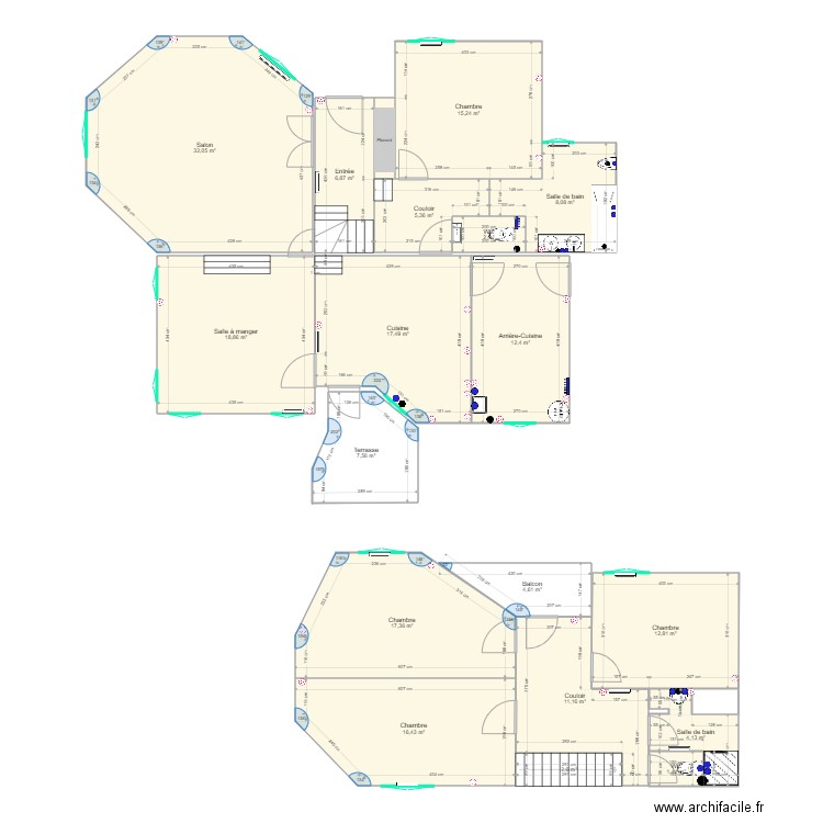 Maison Orange 2. Plan de 20 pièces et 199 m2