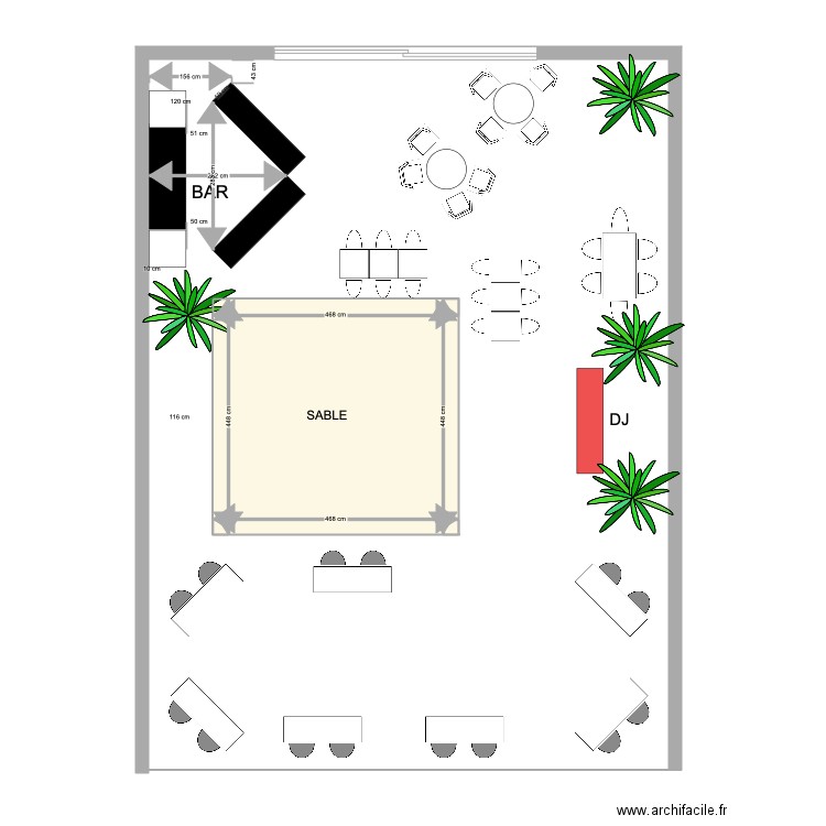 Salon vignerons barnum patio V2. Plan de 1 pièce et 21 m2