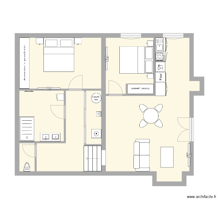 appart 1er etage  meuble 1 sans ext. Plan de 7 pièces et 75 m2