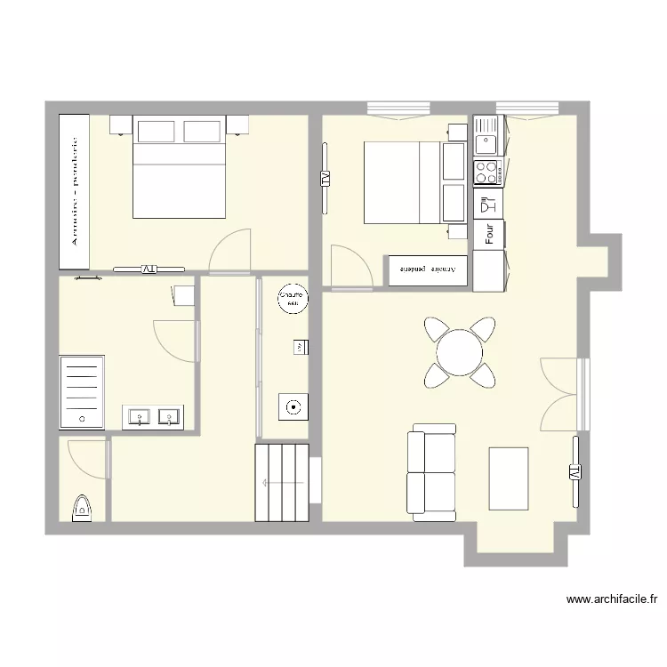 appart 1er etage  meuble 1 sans ext. Plan de 