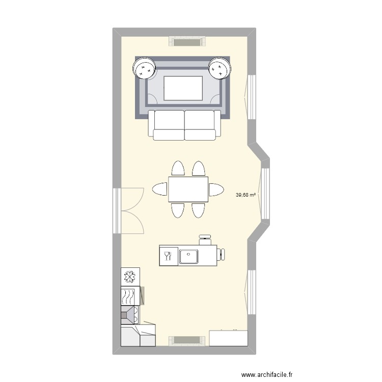 Régis Séjour. Plan de 1 pièce et 40 m2