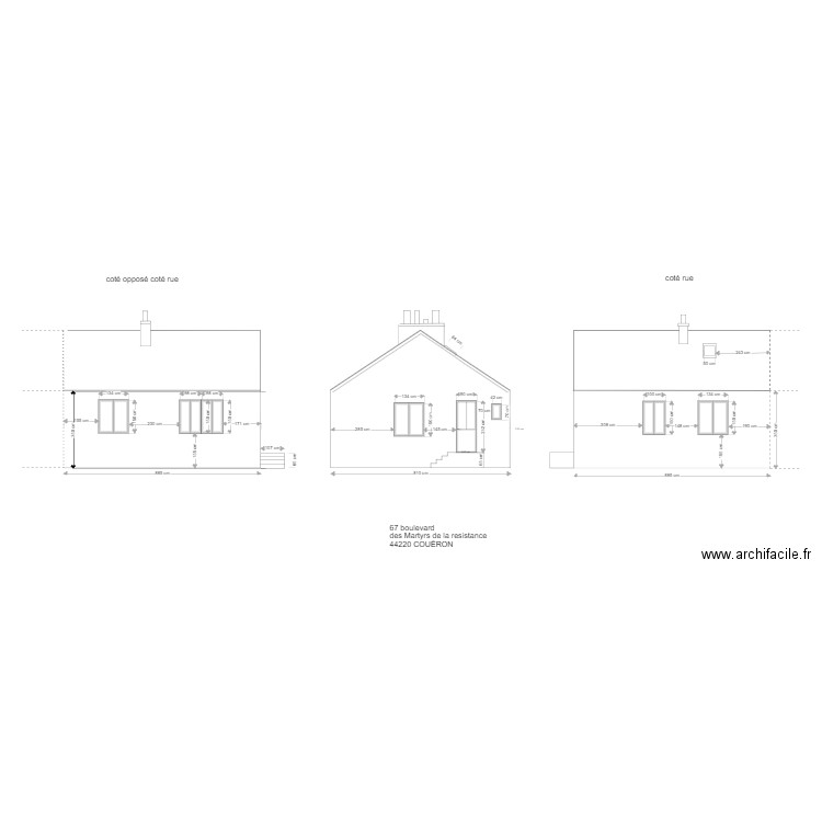 plan des façades avant travaux. Plan de 0 pièce et 0 m2