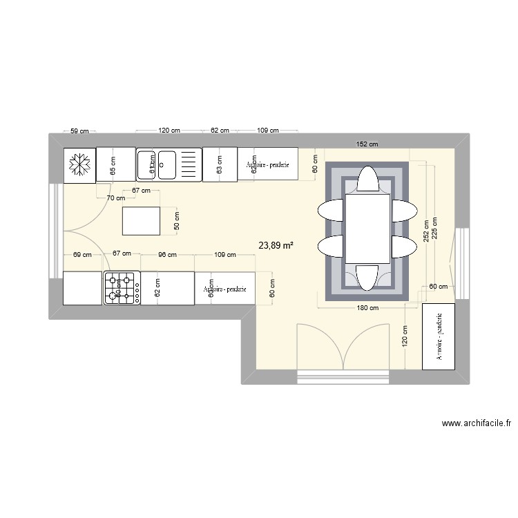 Cuisine de Gaëlle et Nico. Plan de 1 pièce et 24 m2