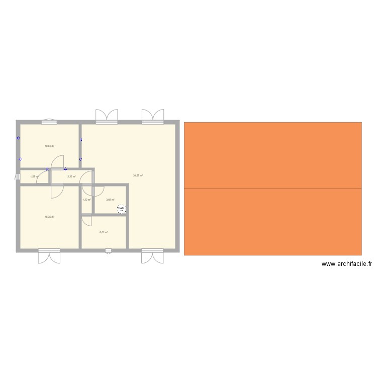 maison. Plan de 8 pièces et 76 m2