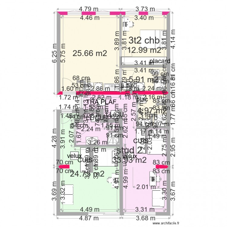 BONNAC PLAN 1 T2 et 2 studios der 12 bis. Plan de 0 pièce et 0 m2