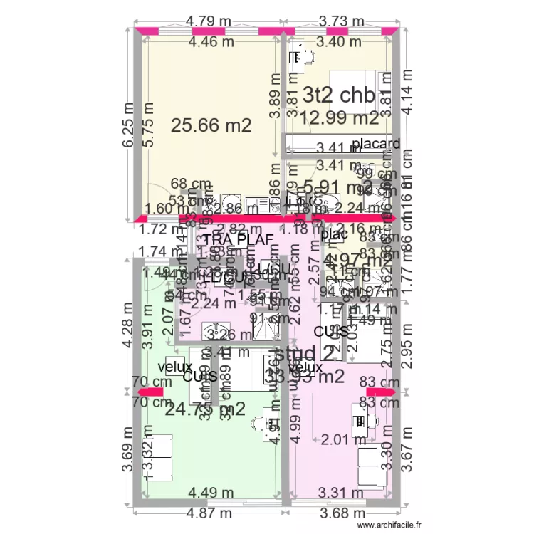 BONNAC PLAN 1 T2 et 2 studios der 12 bis. Plan de 