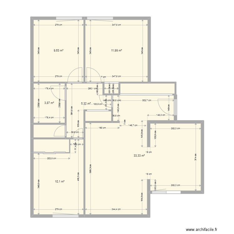 APPART. Plan de 10 pièces et 80 m2