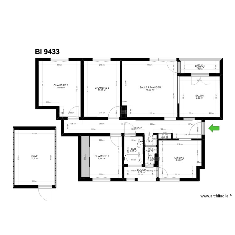 BI 9433. Plan de 0 pièce et 0 m2