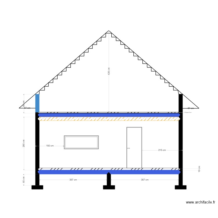 Maison Maçonnerie Pignon . Plan de 0 pièce et 0 m2