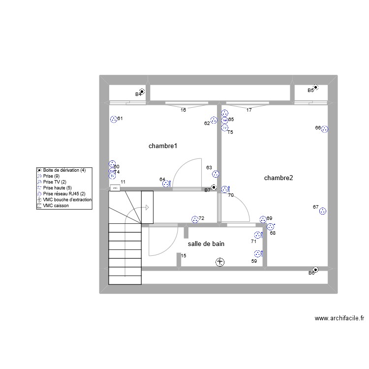 thibaut 1er Etage prise de courant. Plan de 7 pièces et 31 m2