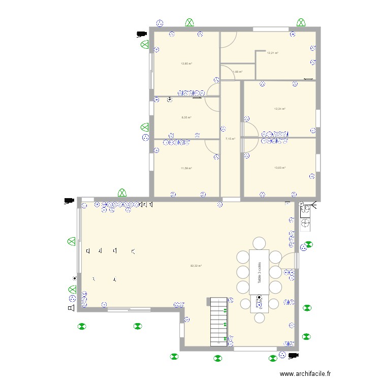 charlene. Plan de 9 pièces et 162 m2