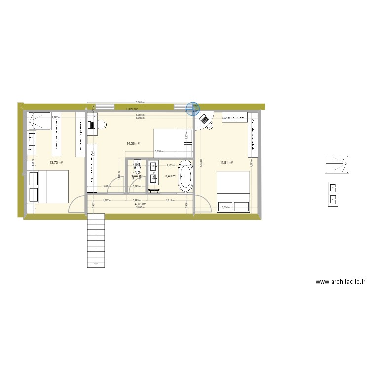 Les Vallees 2. Plan de 7 pièces et 53 m2