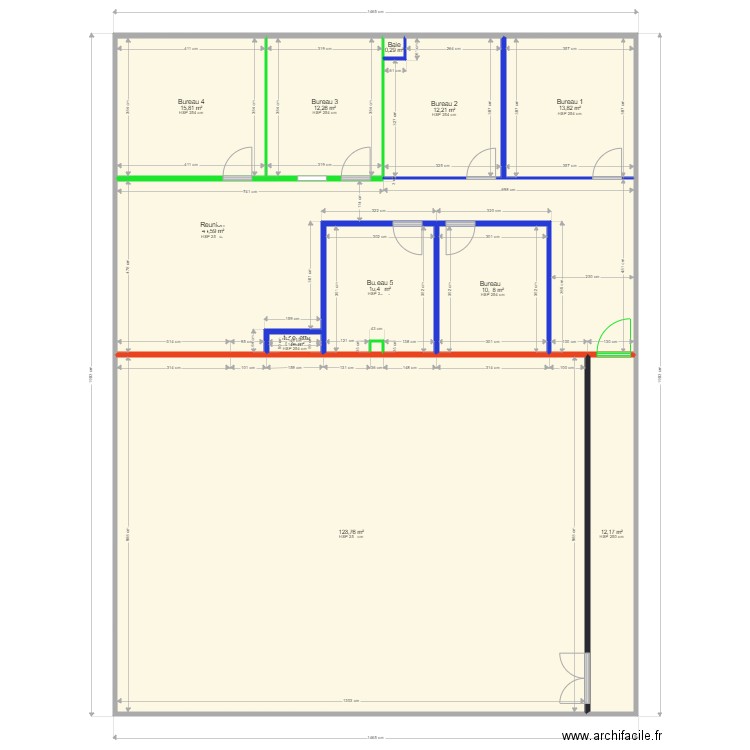 Plan N°2 Local Grasse 2002. Plan de 12 pièces et 262 m2