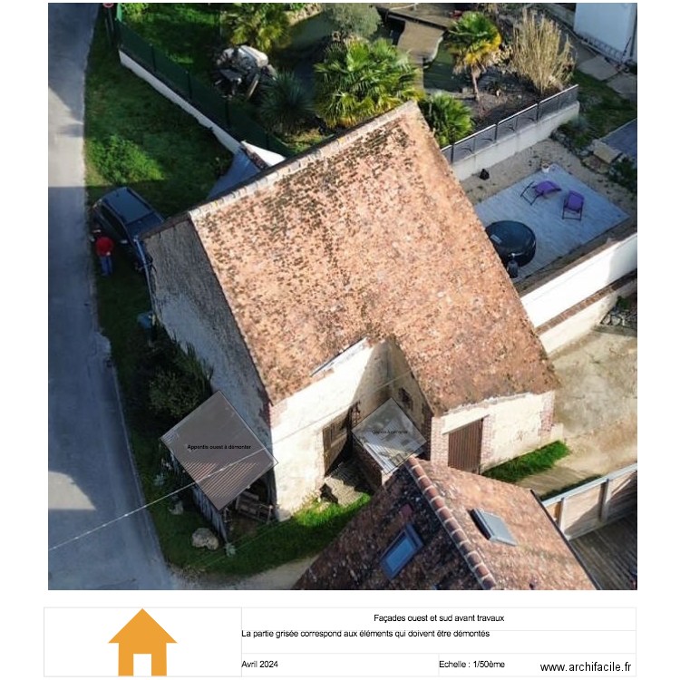 façades ouest et sud cabanon. Plan de 0 pièce et 0 m2