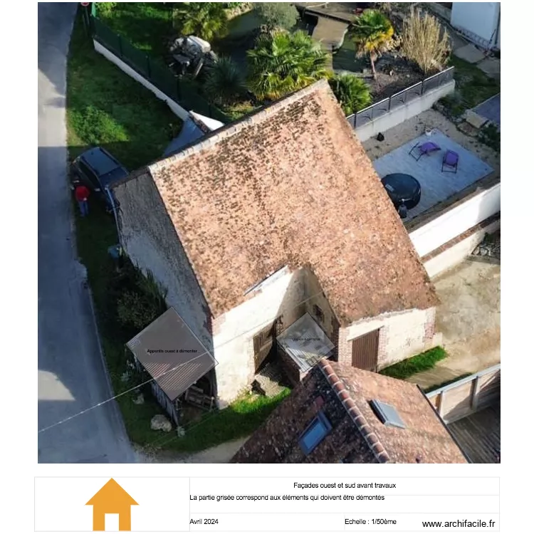 façades ouest et sud cabanon. Plan de façades ouest et sud cabanon. Plan de