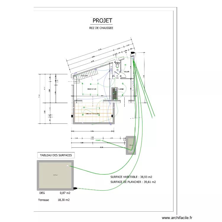MOMO. Plan de 3  et 21 m²