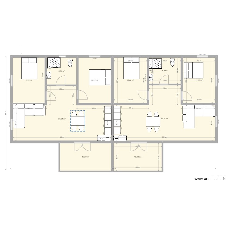 maison jean pierre. Plan de 10 pièces et 142 m2