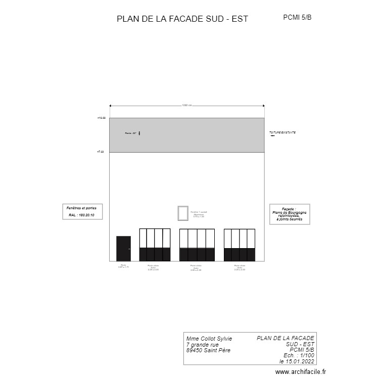 7PCMI 5BPLAN DES FACADES SUD EST. Plan de 0 pièce et 0 m2