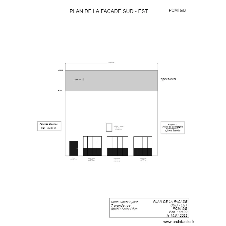 7PCMI 5BPLAN DES FACADES SUD EST. Plan de 
