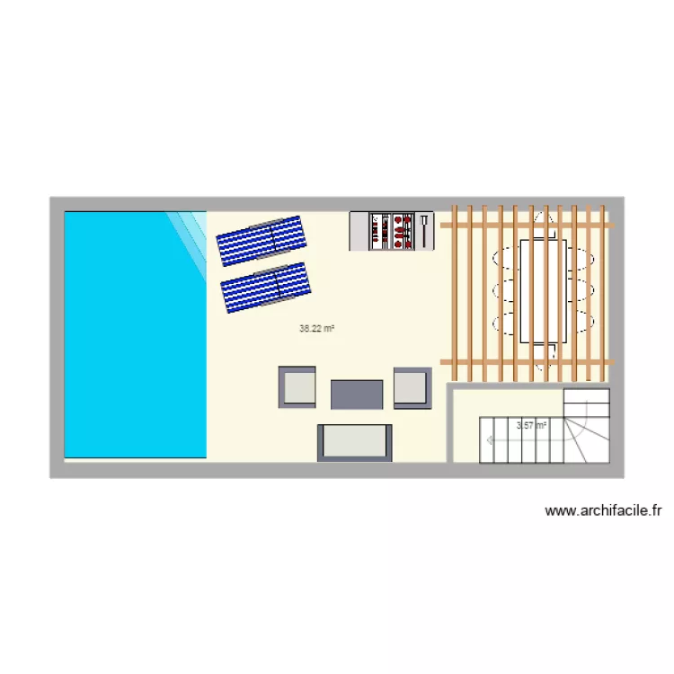 50m2terasse. Plan de 