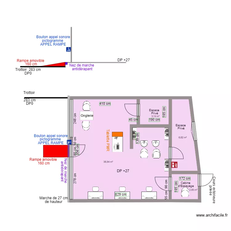 COULA HAIR INSTITUT APRES TRAVAUX. Plan de COULA HAIR INSTITUT APRES TRAVAUX. Plan de