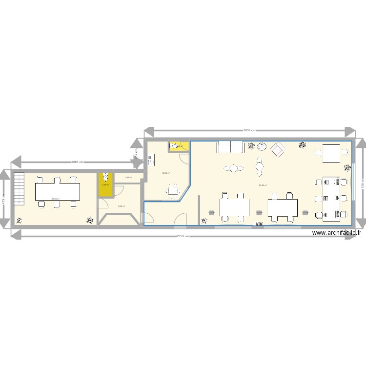 Local Bisons. Plan de 10 pièces et 152 m2