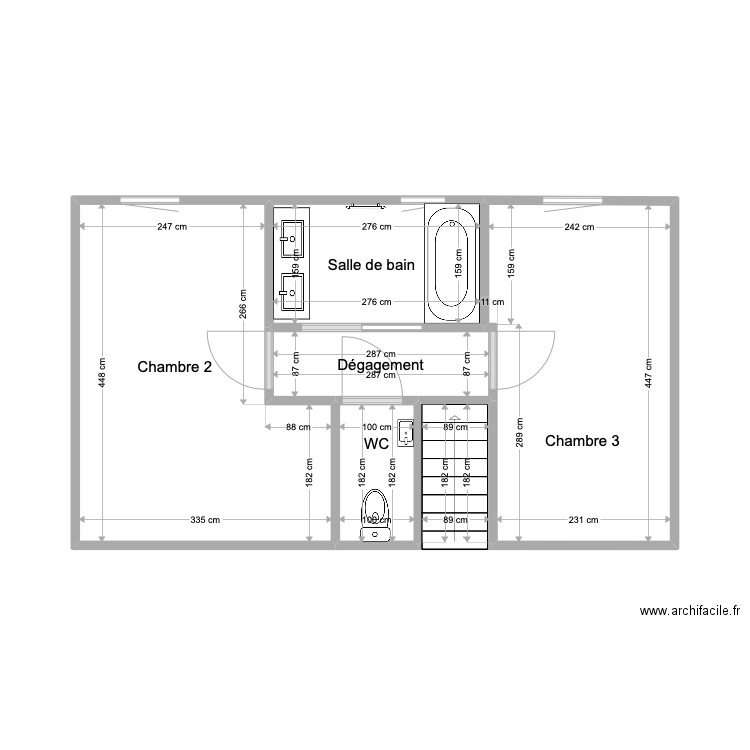 Etage 29 Lafargue . Plan de 6 pièces et 34 m2