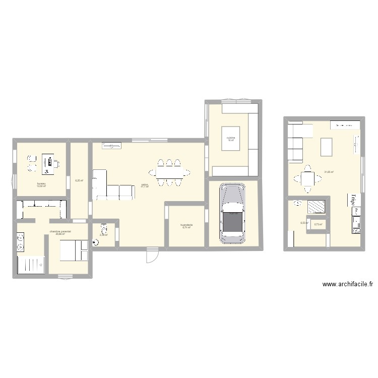 projet anais min. Plan de 11 pièces et 159 m2