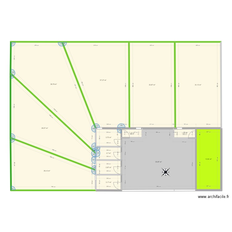 chenil. Plan de 14 pièces et 266 m2