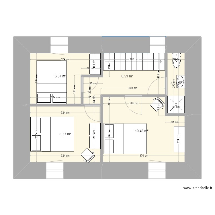 1ER KERLOUAN 01. Plan de 5 pièces et 34 m2