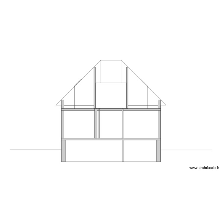 Maison - coupe longitudinale. Plan de 0 pièce et 0 m2