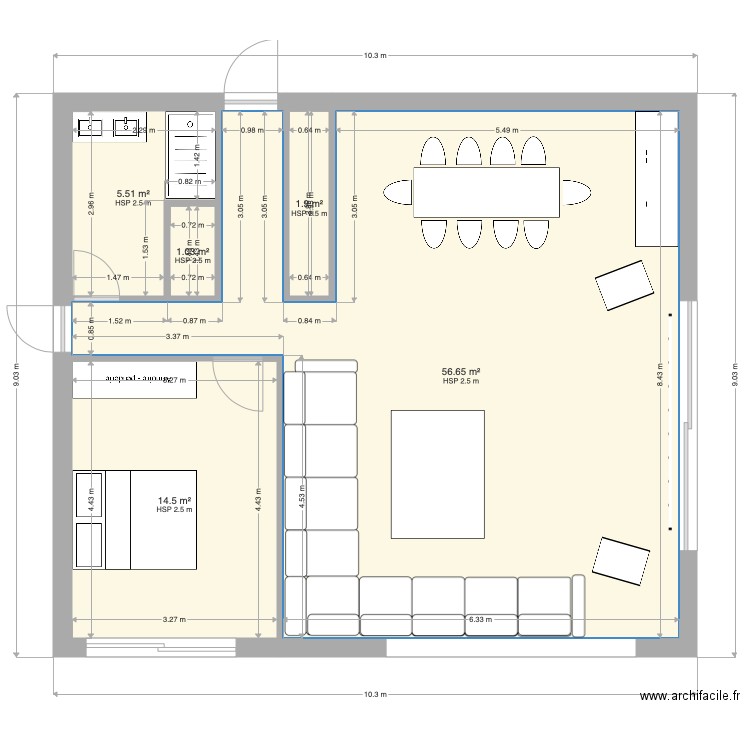 Plan extension salon 2. Plan de 0 pièce et 0 m2