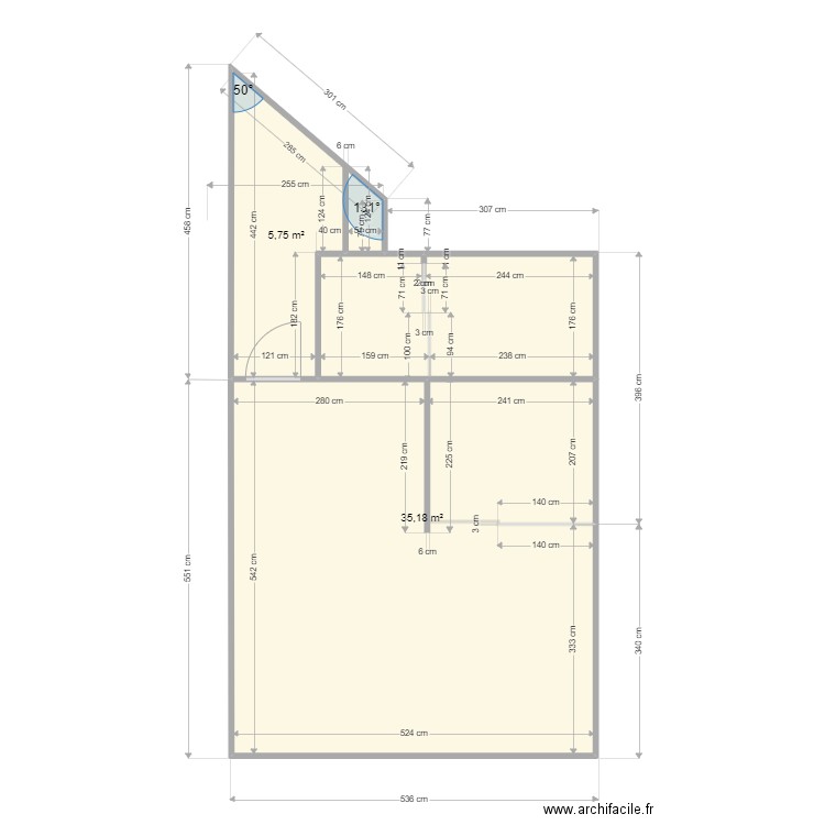 plan barvaux. Plan de 2 pièces et 41 m2