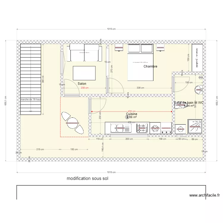 modifications sous-sol. Plan de 