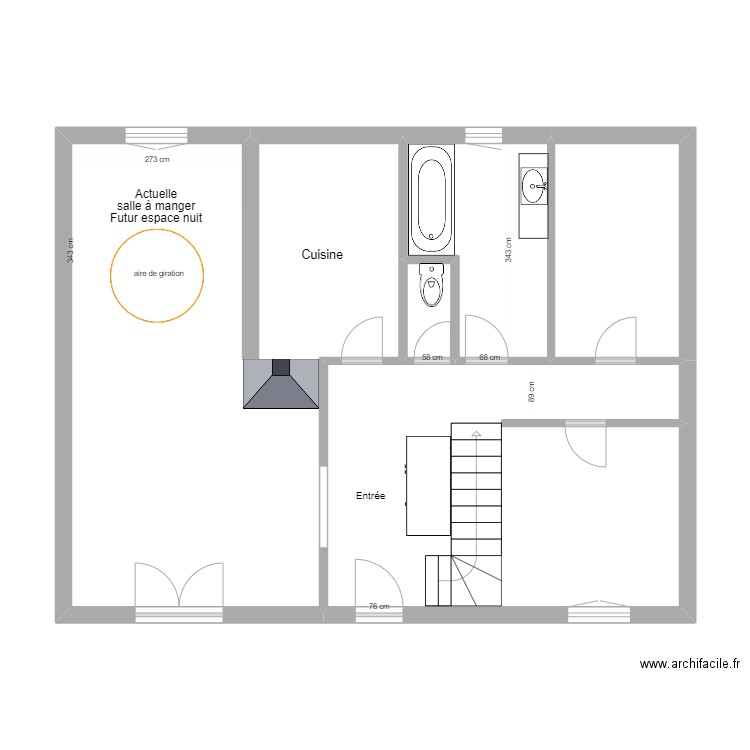 emilie MC. Plan de 5 pièces et 68 m2