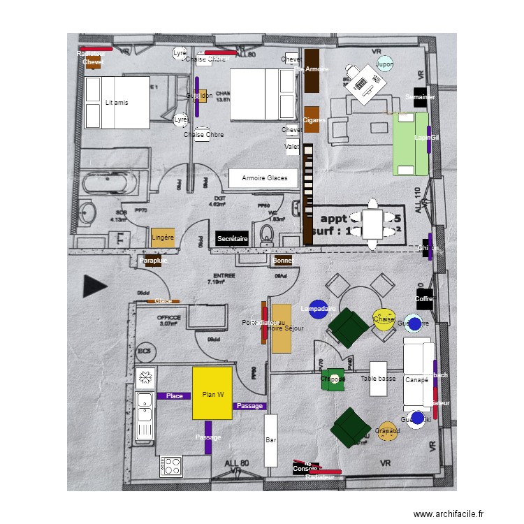 Plan 2 chambres. Plan de 0 pièce et 0 m2