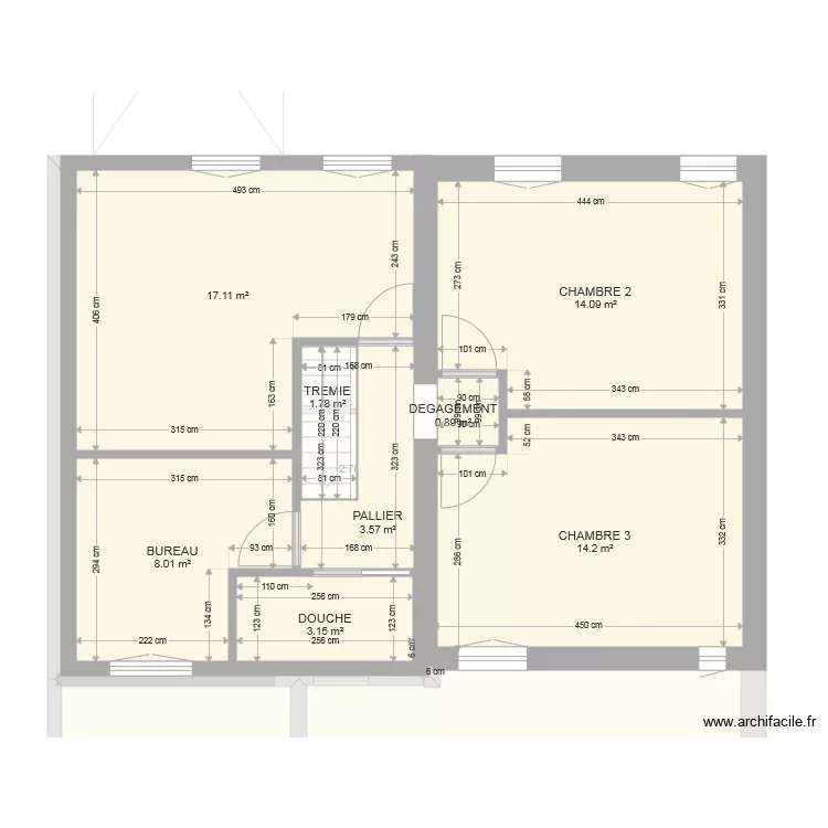 hesdigneul 4 CHAMBRE ET UN BUREAU. Plan de 