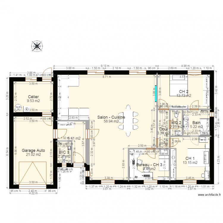 Projet Phil 02 Int Meublé. Plan de 0 pièce et 0 m2